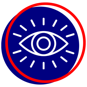 Vision Statement - blue and red circle with eye