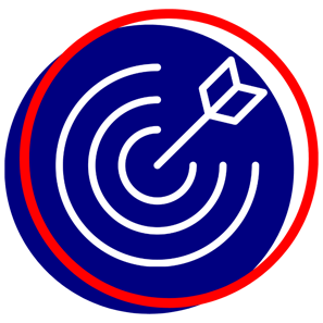 Mission Statement - Blue and Red Circle with Arrow