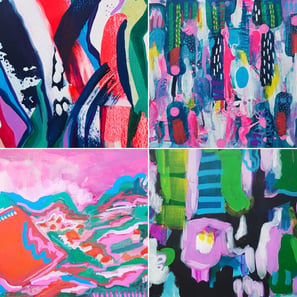 image showing 4 modern art paintings by julie featherstone