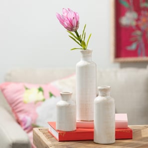 Sullivans White Ceramic Vase Set, Farmhouse Decor, Home Decorative Vase, Vases For Your Kitchen