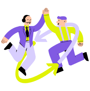two people high five