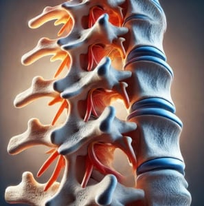 3D Spine Vertebrae Anatomy Image and Link to SkeletonImage.com