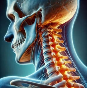 3D Close-up of Neck and Skull Image and Link to SkeletonImages.com