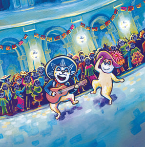 Illustration from Bruno & Frida go to Mexico City by New Orleans artist Melissa Vandiver.