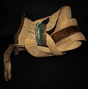 Glory, 2023, cane, reed, copper, driftwood, framboyan pod