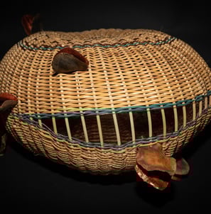 Charlotte, cane, reed, copper, jacaranda pods