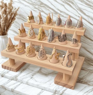 a display of various types of jewelry