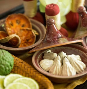 a tray with various types of spa products