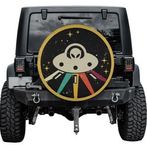 a jeep Alien Tire Cover Zone 51 UFO 