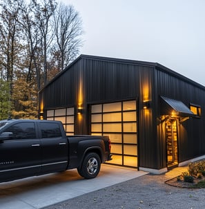 modern barndominium style garage