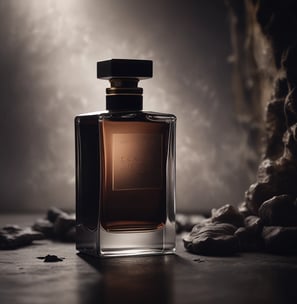 Two elegant perfume bottles are displayed on a soft, textured fabric surface. One bottle, labeled Prada, is tilted and has a light pink hue, while the other, labeled Chanel No 5, is upright with a golden yellow liquid inside. The scene exudes luxury and sophistication.