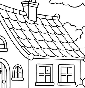 a cute cartoon house coloring page
