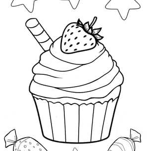 delicous cupcake coloring page