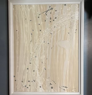 Extra large canvas repainted/repurposed with freeform splatter effects.