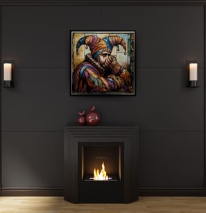 Jester's Lament watercolor painting mockup