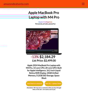 Best Deal on Amazon! Apple Macbook Pro M4 Laptop.