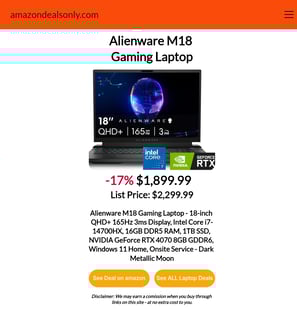 Best Deal on Amazon! Alienware M18 Laptop