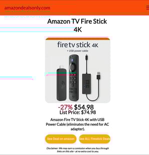 Best Deal on Amazon!  Fire TV Stick 4K