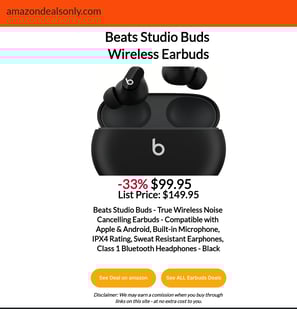 Best Deal on Amazon.  Beats Studio Earbuds