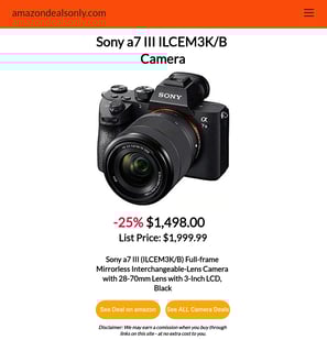 Best Deal on Amazon! Sony a7 III Camera.