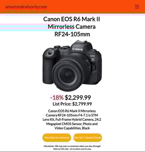 Best Deal on Amazon! Canon EOS R6 Mark II Camera.