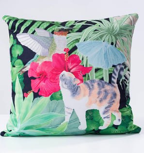  Printed pillow cover with calico cat illustration by NAMOOSHKA