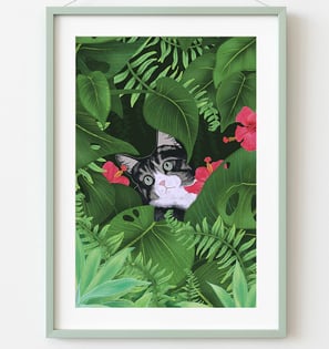 Cat in the jungle art print  by NAMOOSHKA