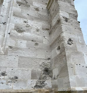 Cannon Pock Marks on Cathedral wall