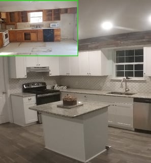 a before and after of a kitchen