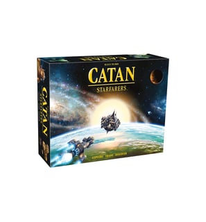 a box of catan and a catan board game