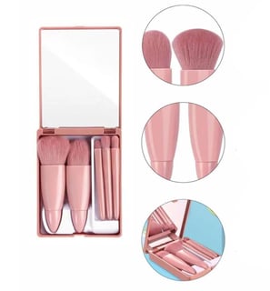 a pink makeup brush and a pink makeup brush