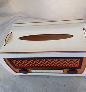 Boite mouchoirs vieux Poste radio vintage en bois découpe laser dxf svg