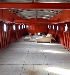 Portholes and scuttles on a Dutch barge