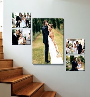 Tablou personalizat cu poze de nuntă – colaj canvas soț și soție, amintiri speciale pe pânză