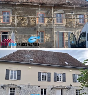 Rénovation de façade en pisé avec enduit à la chaux à Morestel – artisan façadier
