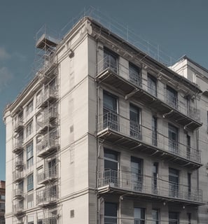 Two workers are engaged in maintenance work on a street, using a specialized vehicle equipped with a hose and large equipment. One worker is handling tools near an open manhole, while the other operates machinery on the vehicle.