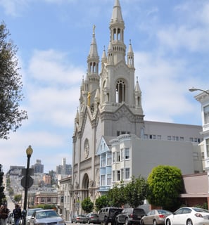 a church with a steeple in san francisco