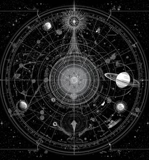 a black and white image of a stargazing star chart