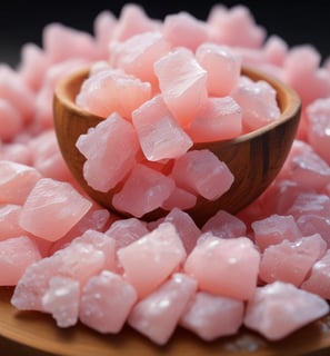 A clear container labeled 'HERBS BASICS BATH BOMBS' stands beside two pink bath bombs. The label indicates the product is handmade in Hong Kong and lists ingredients including baking soda, citric acid, and sweet almond oil. The background is a simple, light gray.