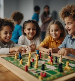 enfants qui jouent à un jeu de société