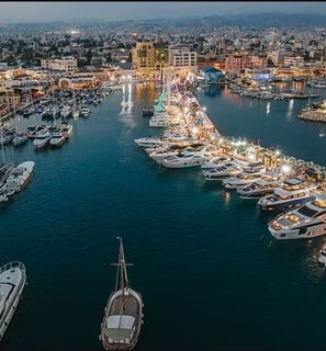 Aerial view of Limassol Marina and luxury waterfront