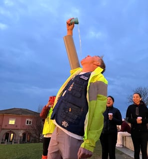 a hash man drinking a beer