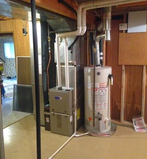 Furnace and hot water tank installed as part of residential HVAC upgrade in Kamloops