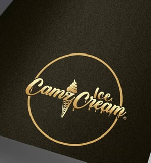 Camz Ice Cream Logo on black background