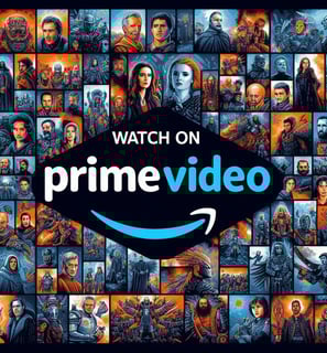 a bunch of people standing in front of a wall with the words watch on amazon