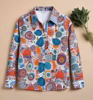 A variety of colorful fabrics and garments hang together, showcasing intricate patterns and a mix of textures. The textiles include floral designs, geometric patterns, and embroidery, featuring shades of blue, pink, gold, and teal.