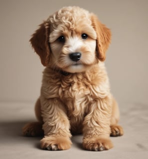 A medium-sized dog with short, light brown and white fur, featuring distinctive spots and patches. The dog has alert, upright ears, dark eyes, and a black nose. It is wearing a black collar with a metal ring on a green and white background.