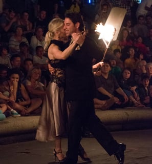 Mekhael Srour and Martha Slater tango dancing