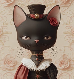 a black cat in a black dress and a hat