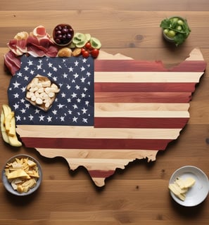 A wooden table displays a charcuterie board with an assortment of cheeses, dried fruits, and meats, along with crackers and fresh herbs. Adjacent to the board, a plate holds thinly sliced cured meats garnished with herbs. A small black pot with a green plant is in the background.